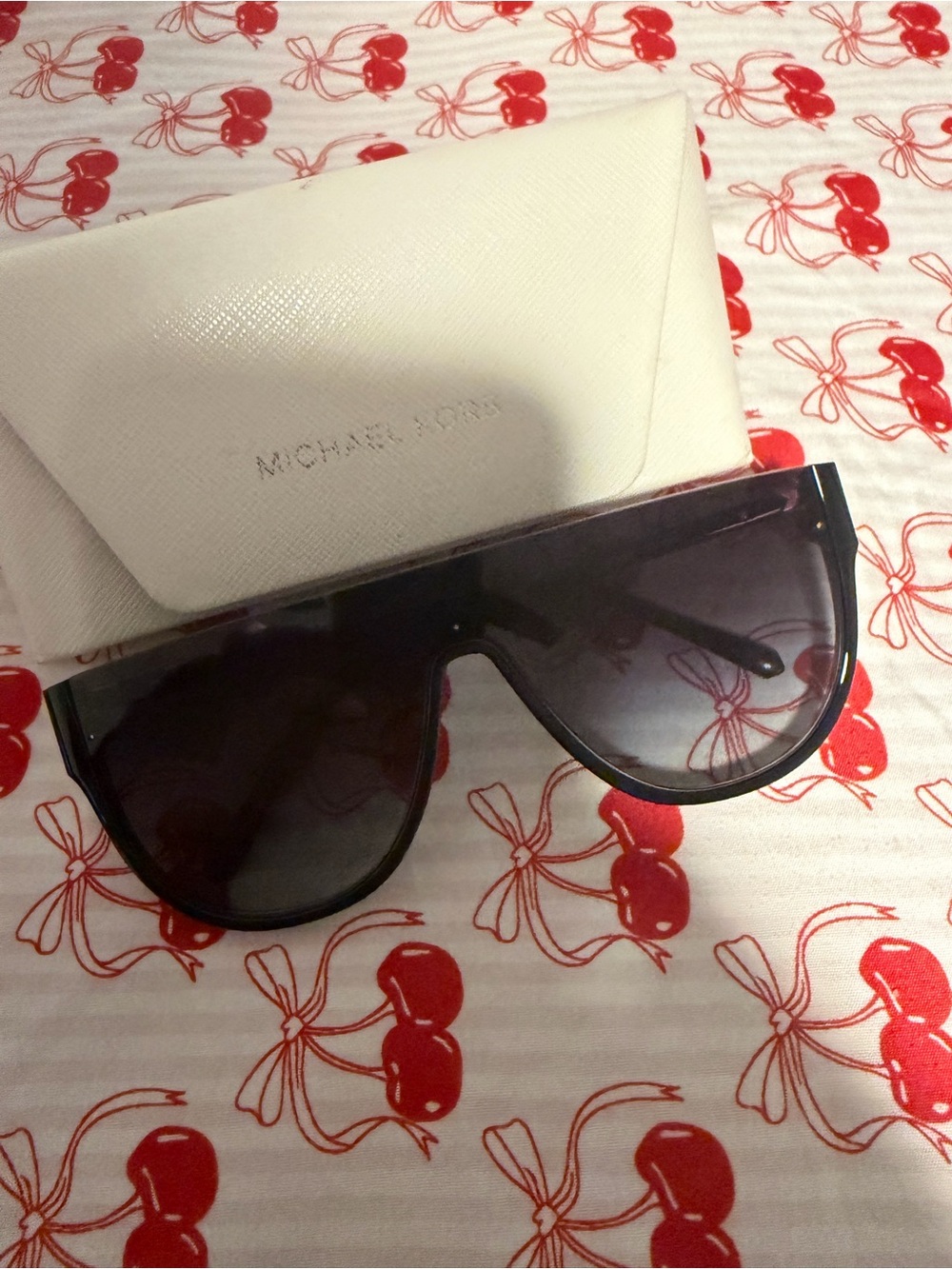 Michael Kors Black Shield Sunglasses with White Case